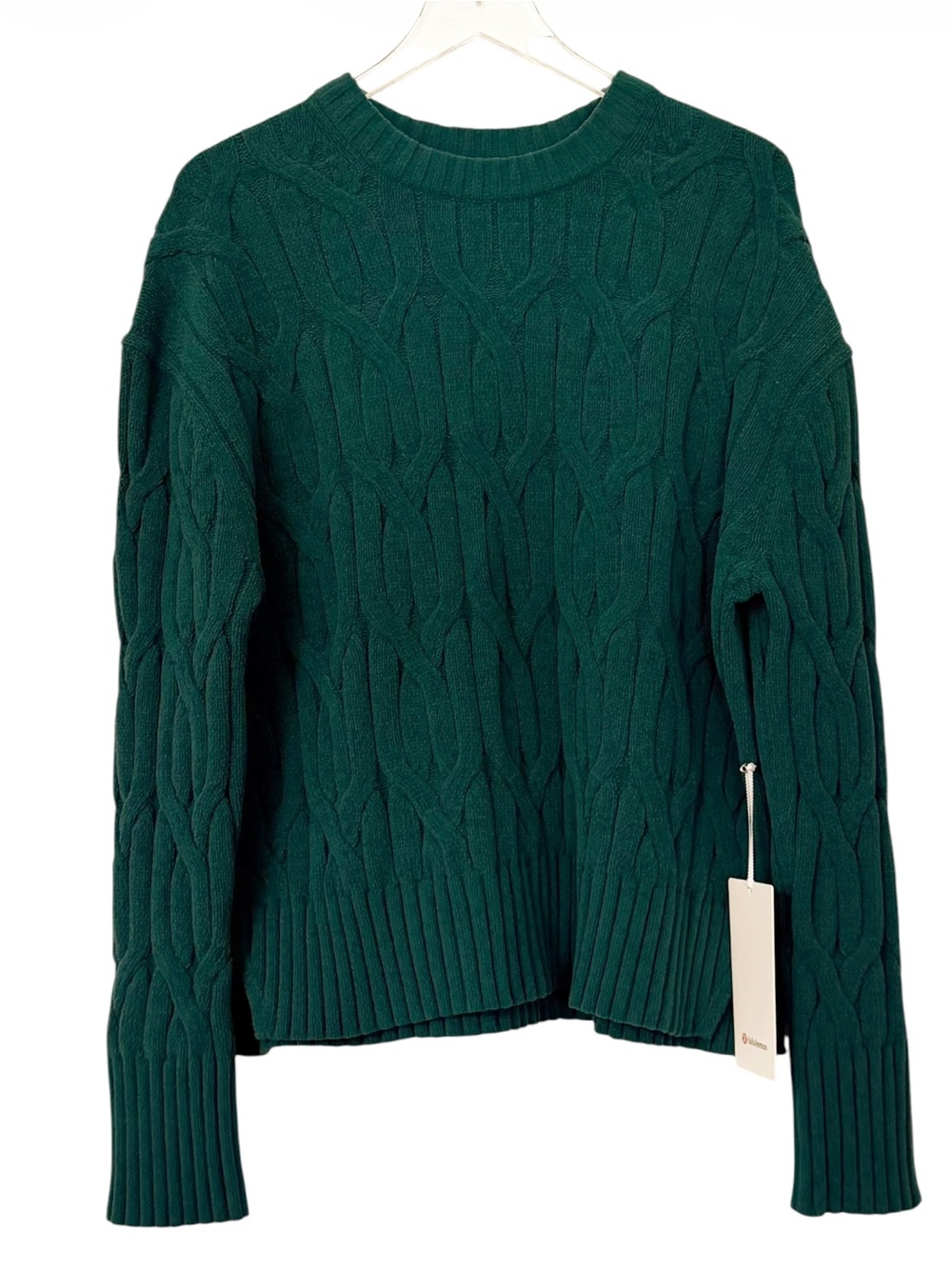 NWT Lululemon Cable Knit Oversized Crew Neck Sweater Storm Teal Size XS - Picture 2 of 11